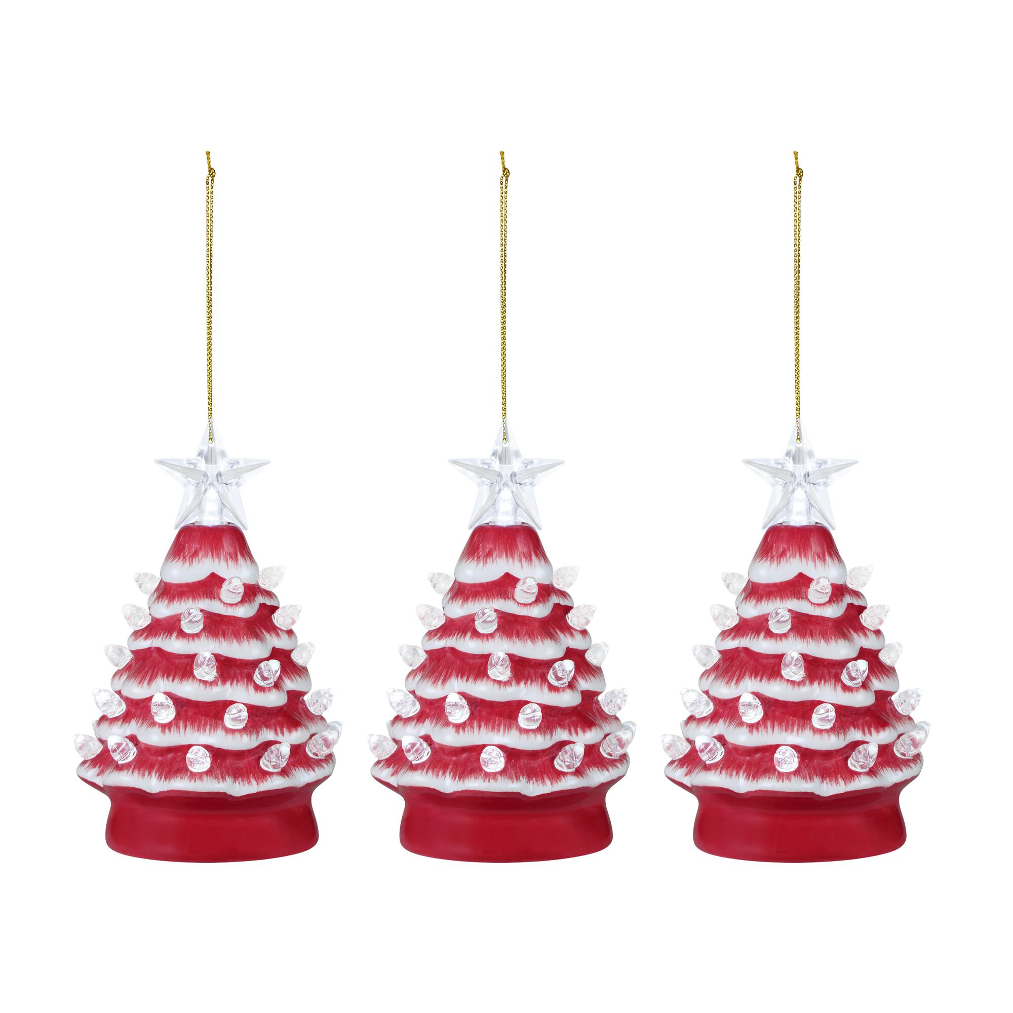 Mr. Christmas 5" Nostalgic Ceramic Tree Ornament with White Bulbs